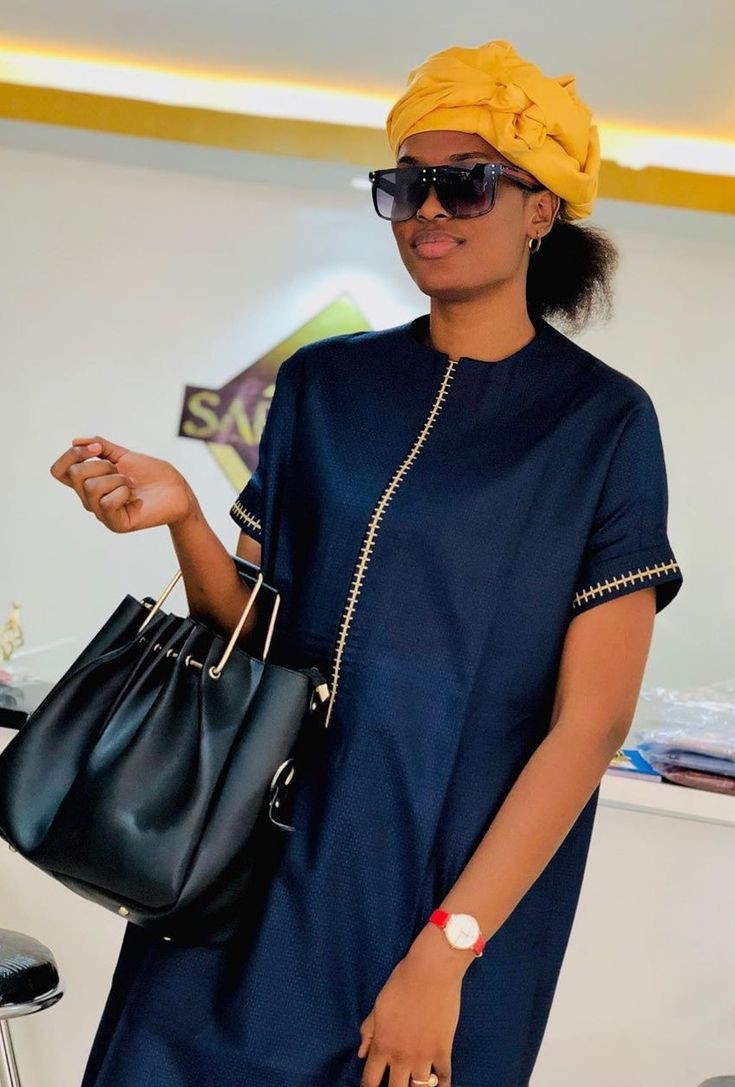 Navy Hand-Stitched Kaftan